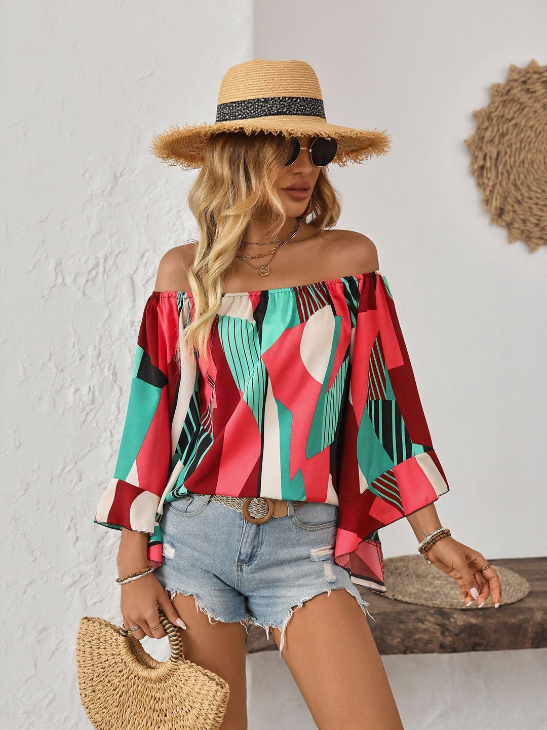 Red Off-Shoulder Flowy Top