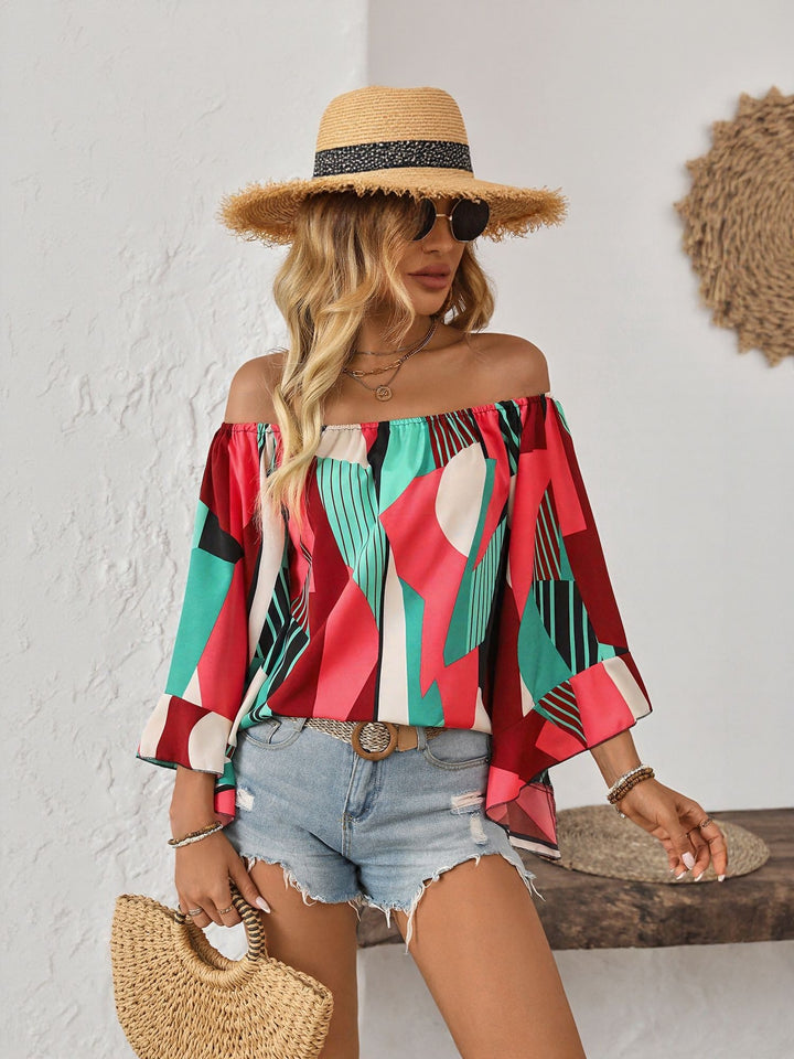 Red Off-Shoulder Flowy Top