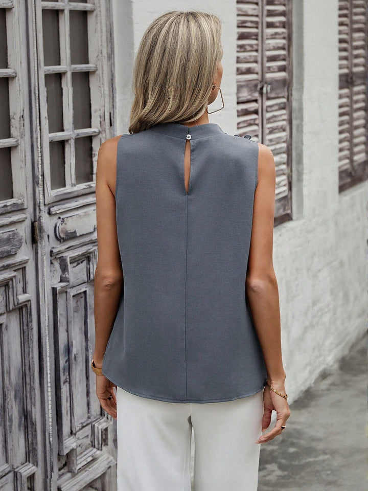 Grey High Neck Cowl Top