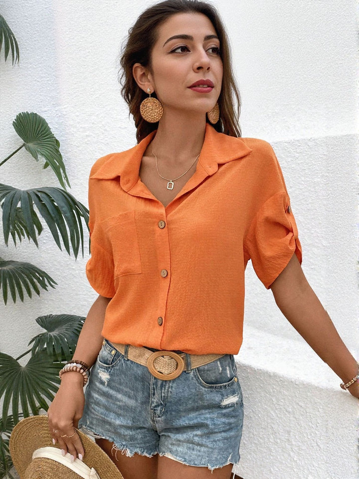 Orange Half Sleeve Tab Resort Shirt