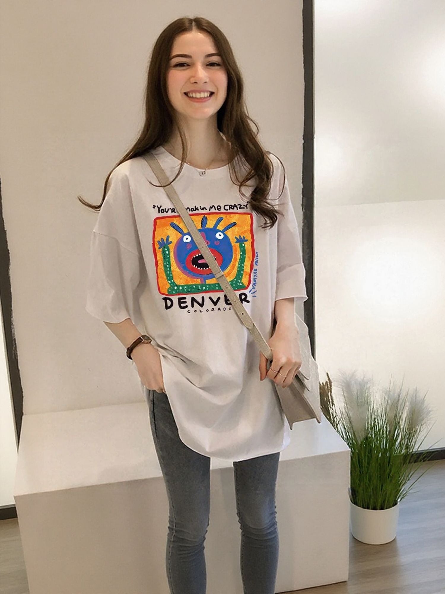 White Chest Print Graphic Tshirt