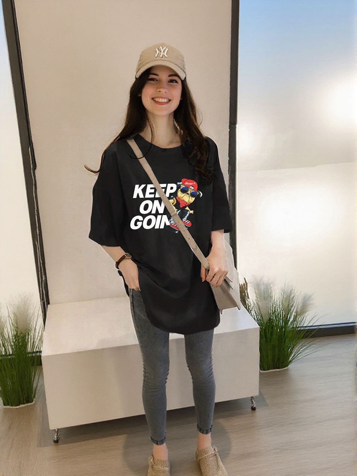 Black Chest Print Graphic Tshirt