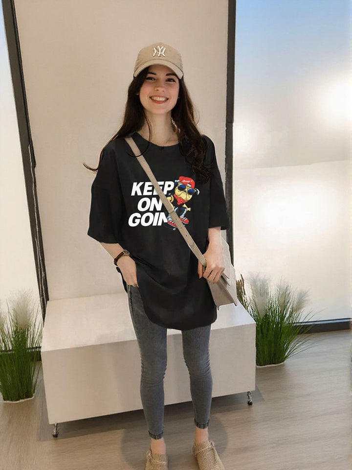 Black Chest Print Graphic Tshirt
