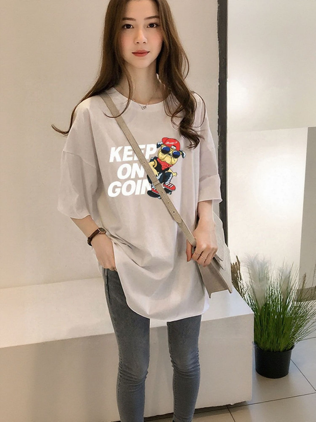 White Chest Print Graphic Tshirt