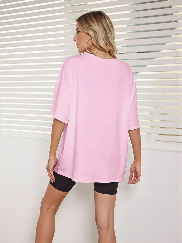 Pink Chest Print Graphic Tshirt
