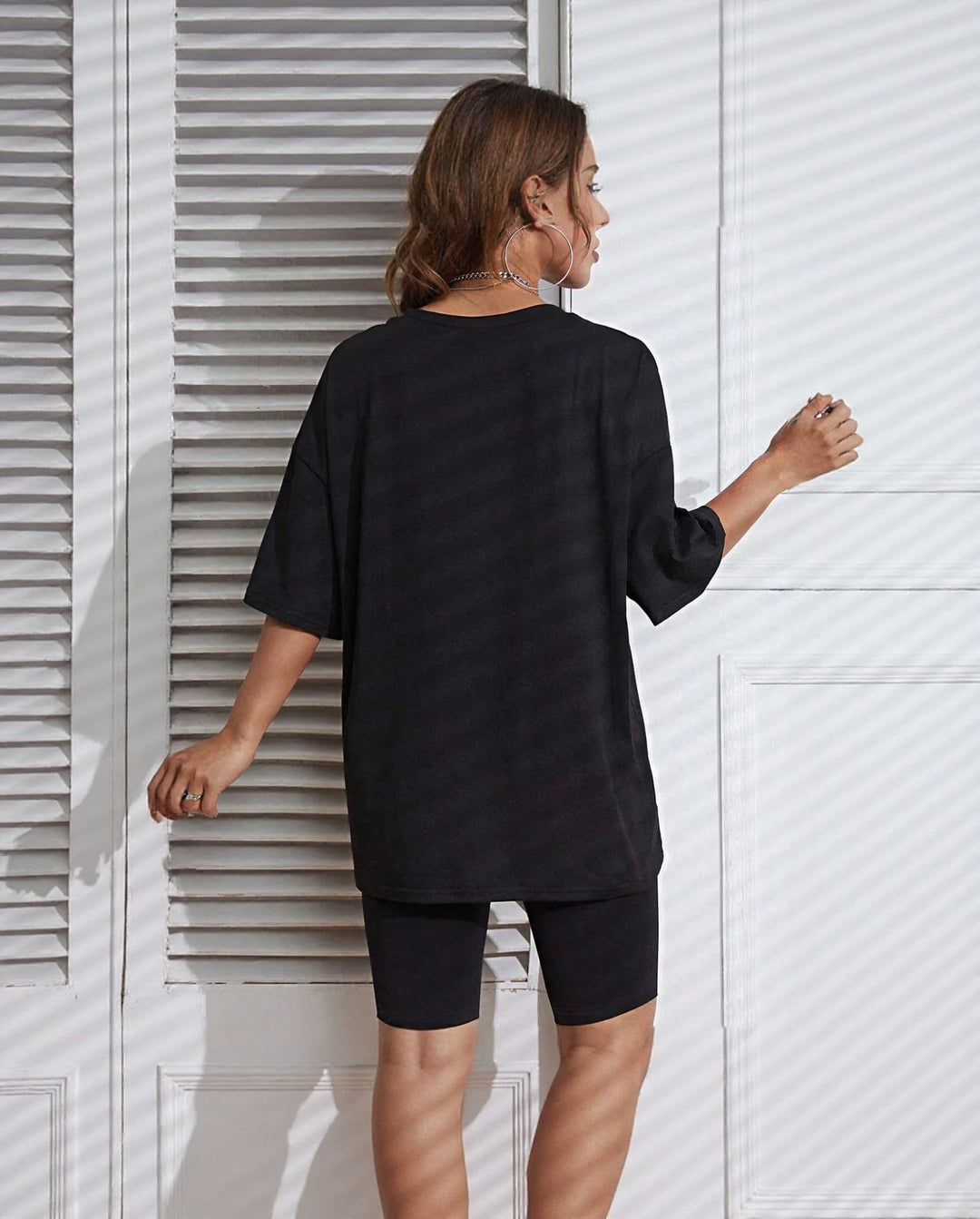 Black Chest Print Graphic Tshirt