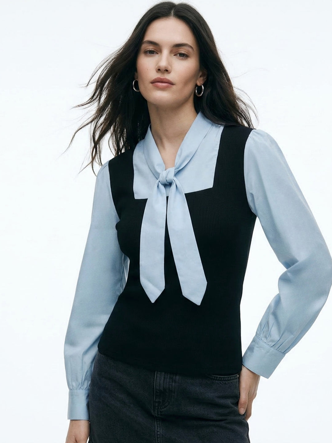 Black Twofer Style Contrast Coloured Top