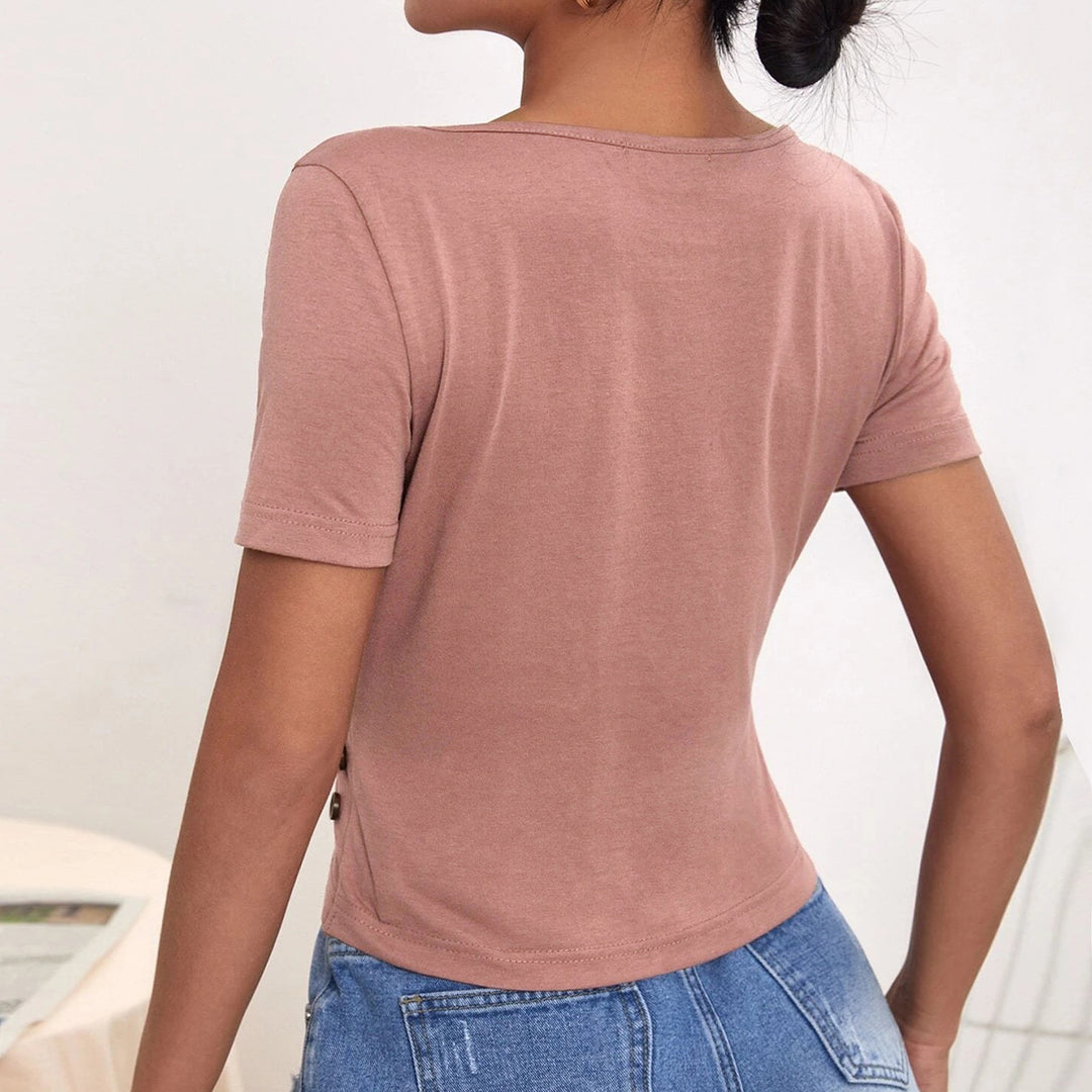 Pink Half Sleeved Cut-Out Top