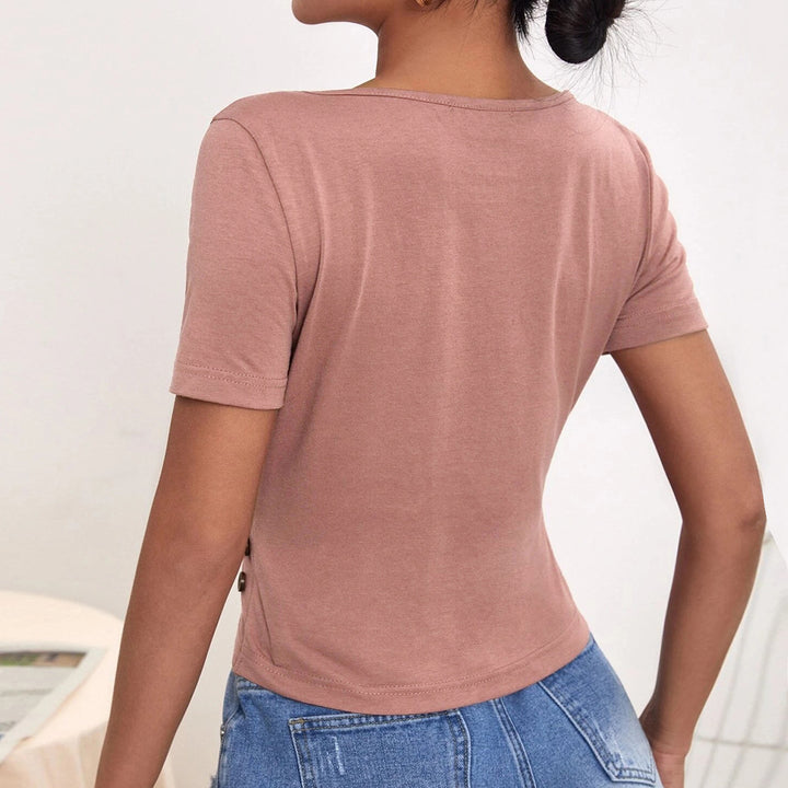 Pink Half Sleeved Cut-Out Top