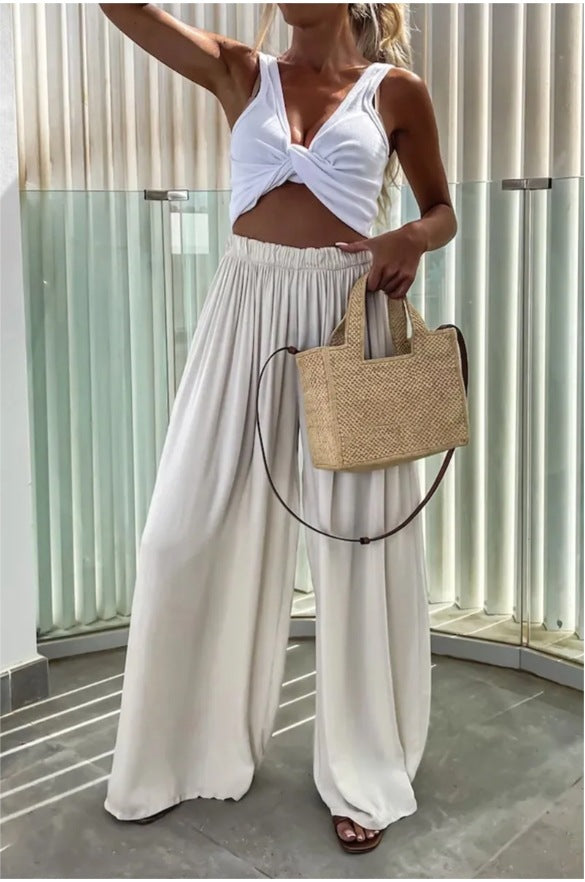 Off White Elasticated Waist Straight Trouser