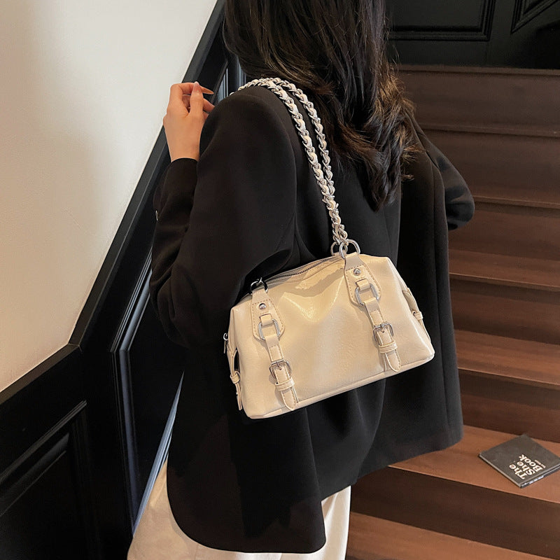 Off White Buckle Charm Shoulder Bag