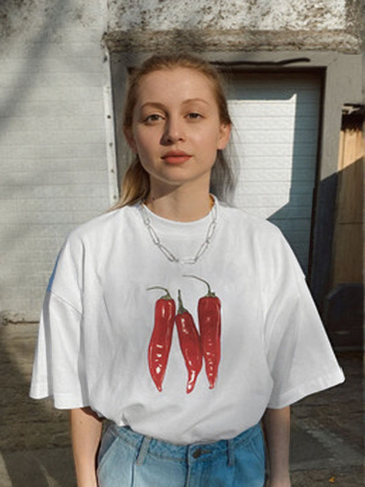 White Chest Print Tshirt