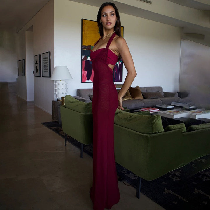 Red Halterneck Sleeveless Dress