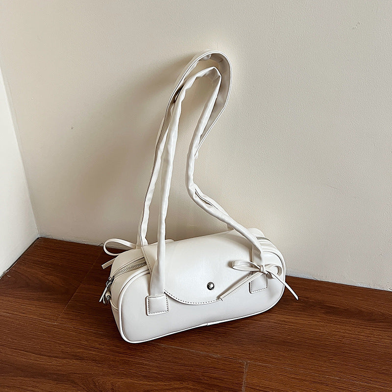 White Sleek Bow Handbag