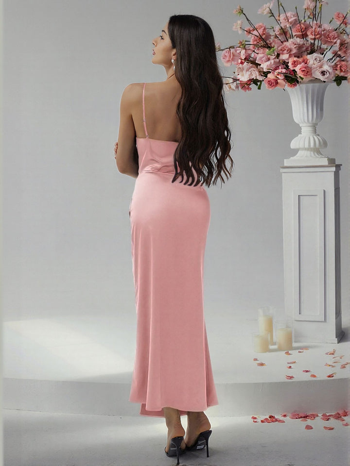Pink Cowl Neck Maxi Dress