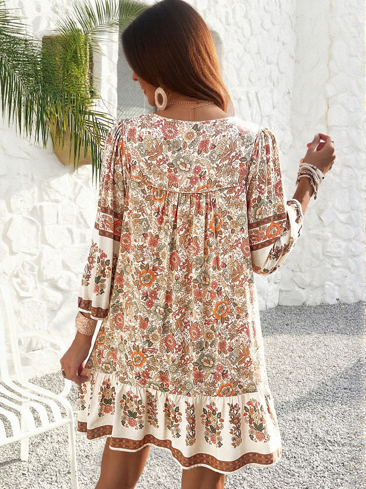 White  Boho Printed Mini Dress