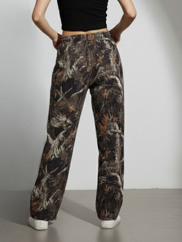 Olive Camo Printed Baggy Sweatpants