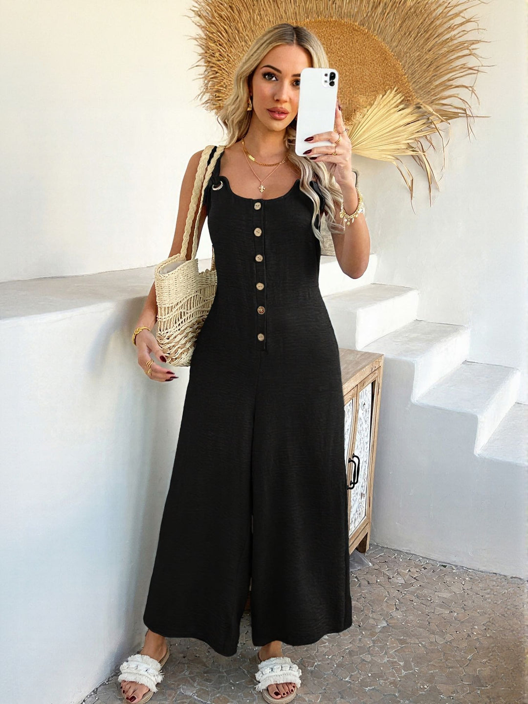 Black Cold Shoulder Solid Jumpsuit