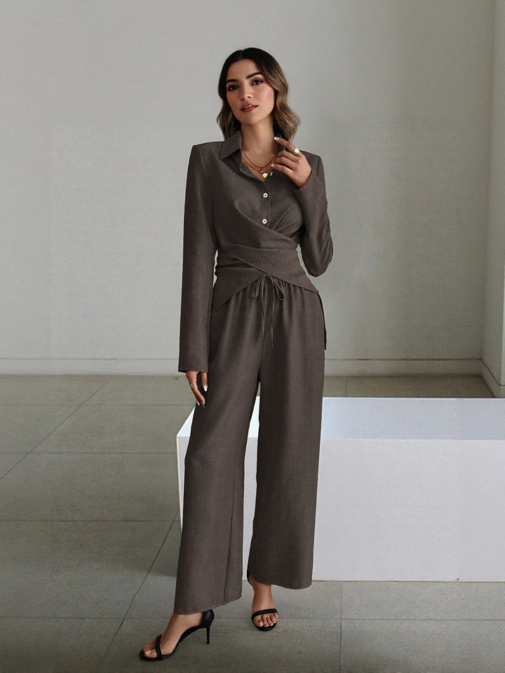 Grey Front Open Jumpsuit