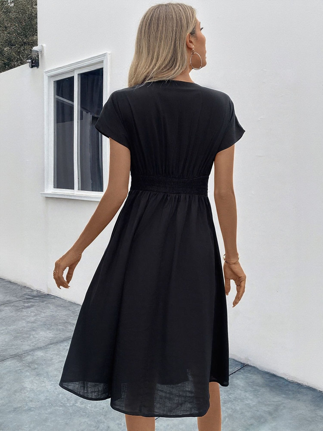 Black V Neck Shirt Dress