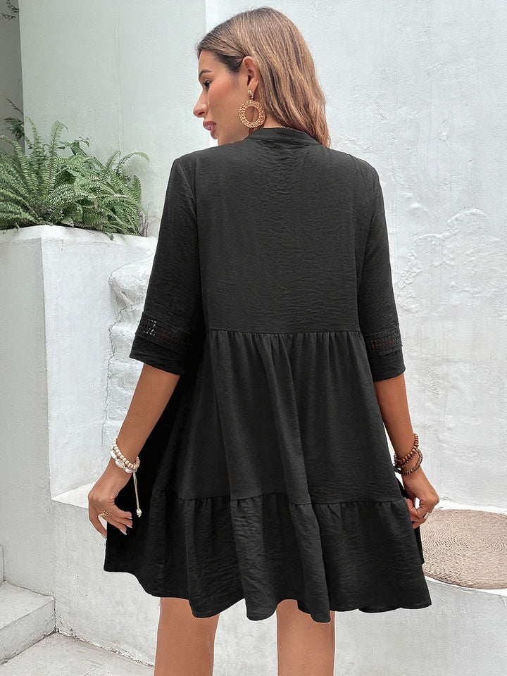 Black Aline Mini Tiered Dress Dress