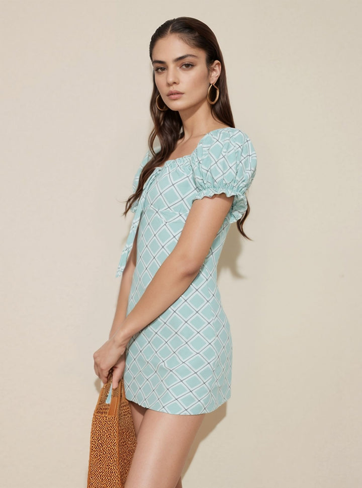 Green Checkered Mini Dress
