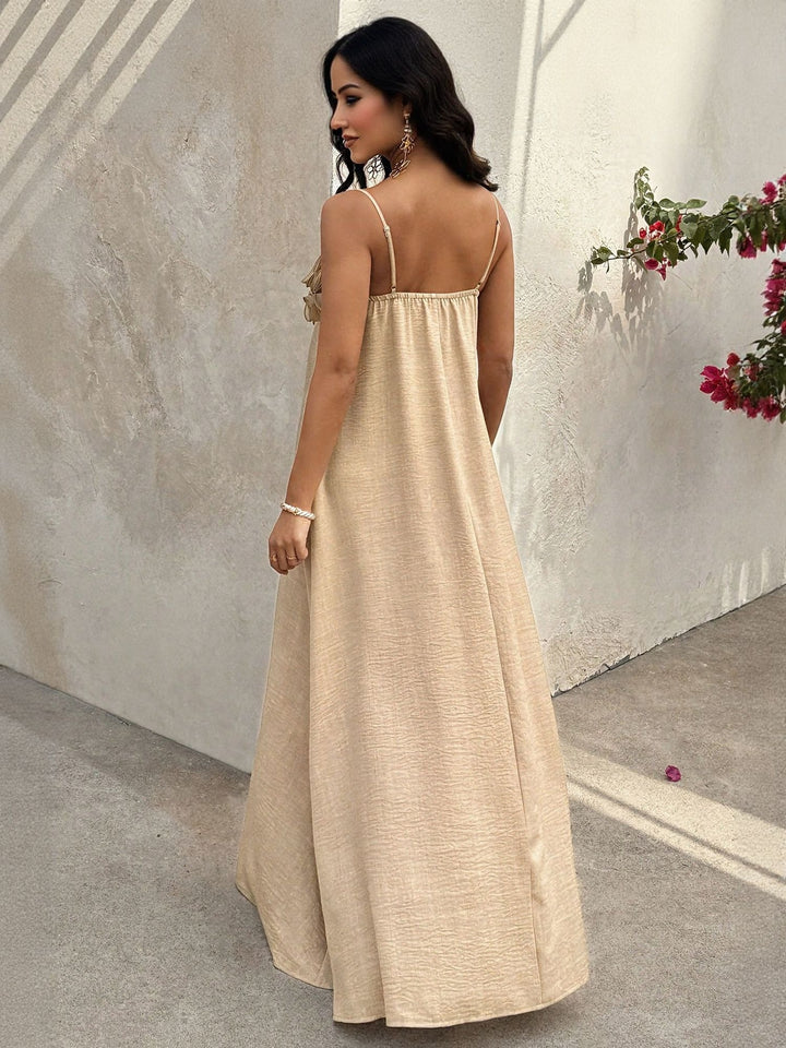 Beige Slip Flared Dress