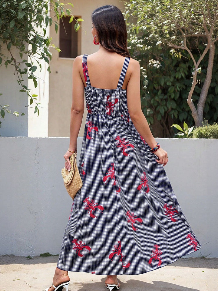 Blue Floral Print Maxi Dress