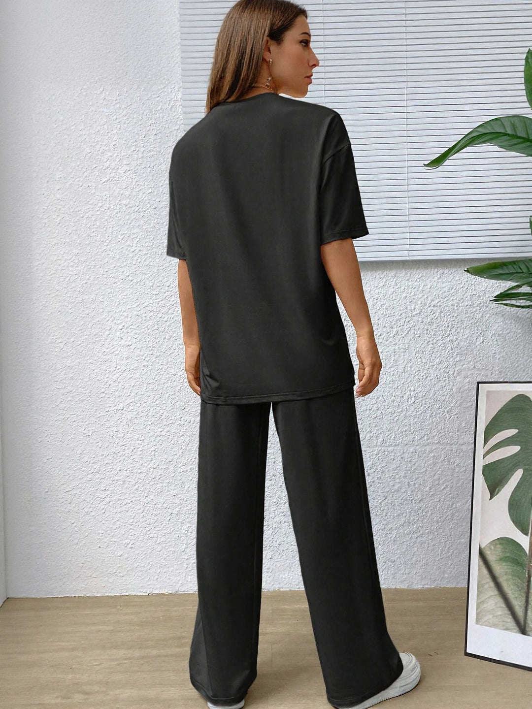 Black T-Shirt Sweatpants Co-Ord Set