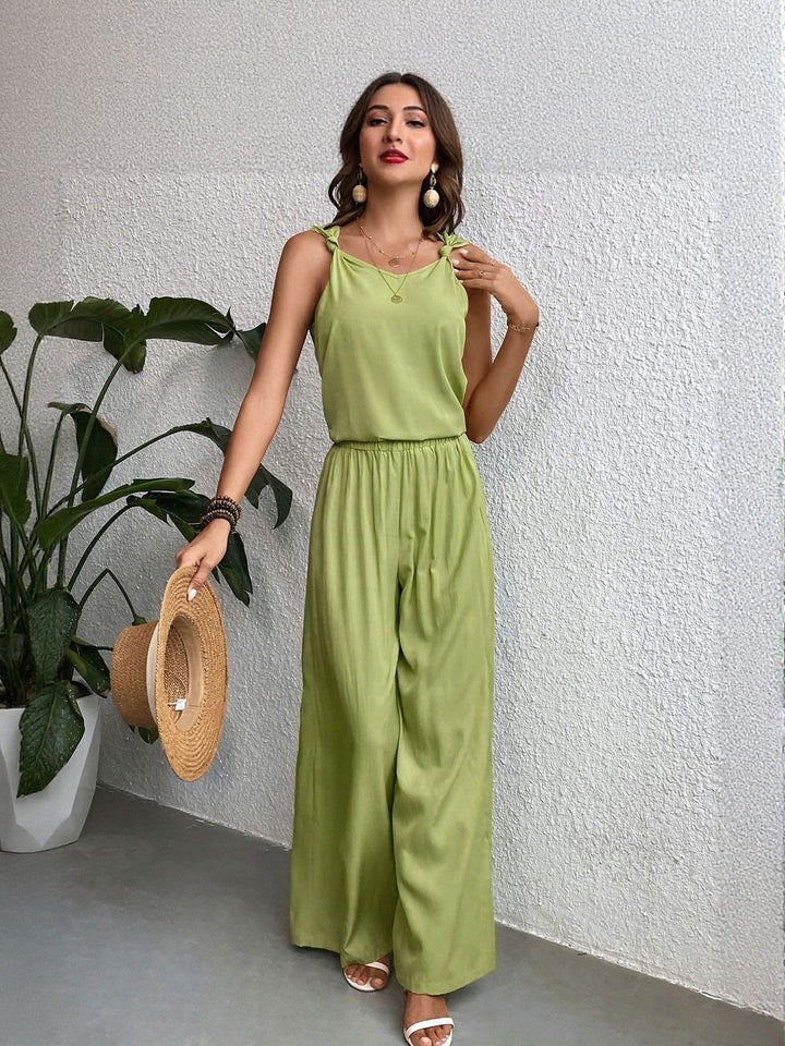 Green Cami Top Flared Pant Co-Ord
