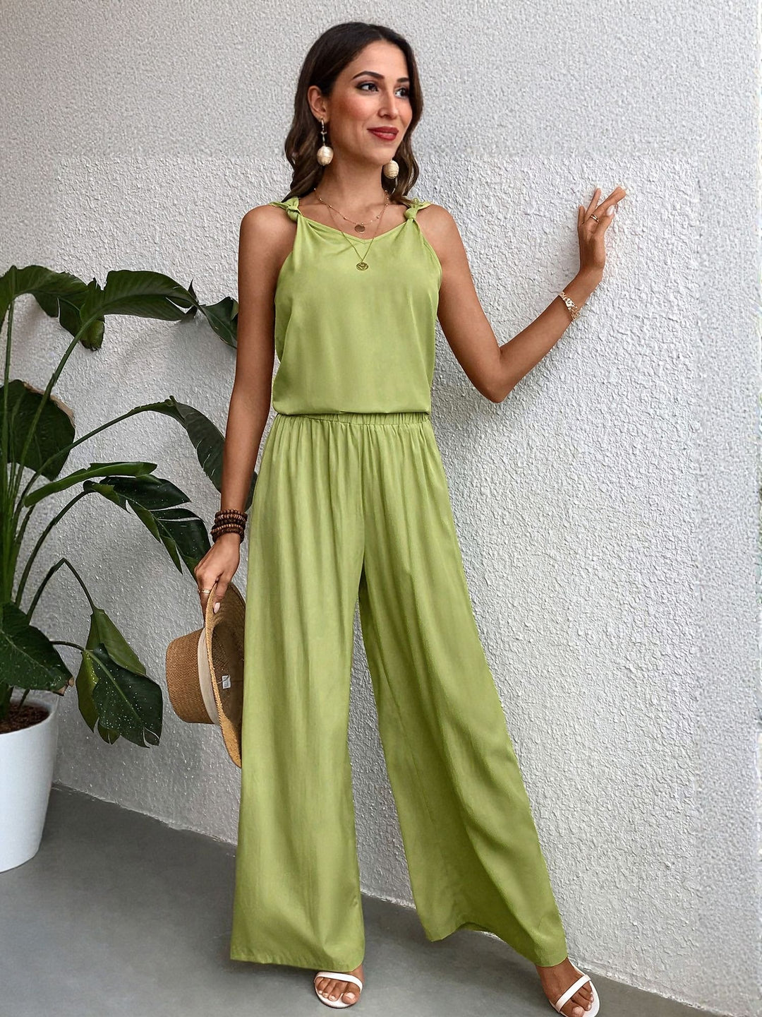 Green Cami Top Flared Pant Co-Ord