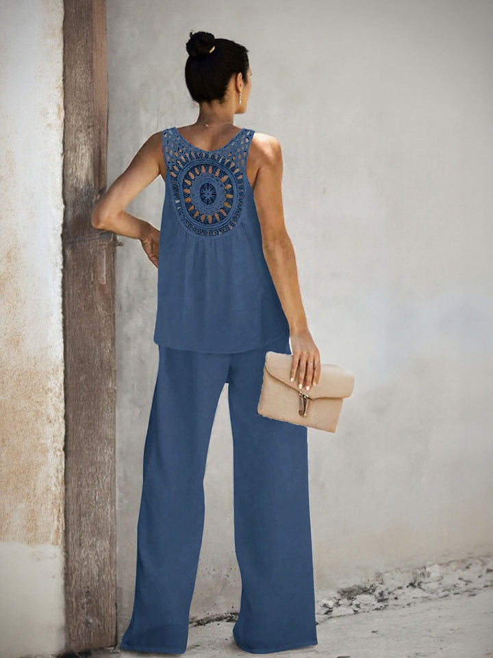 Blue Top And Wideleg Pants Co-Ord Set