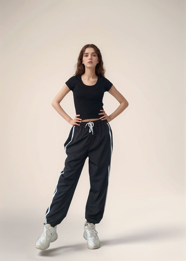 Black Contrast Striped Jogger