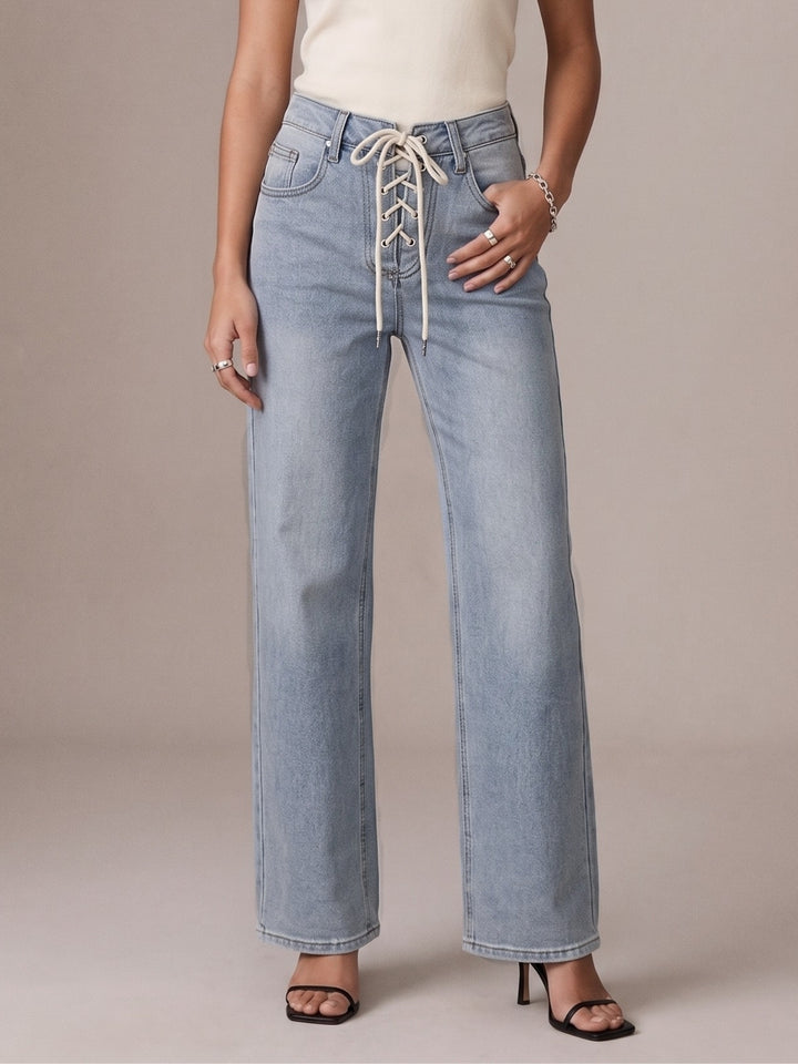 Light Blue Gladiator Tie Up Denims