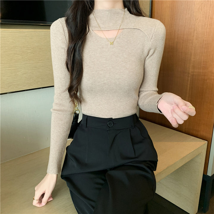 Beige Cut Out Knit Top