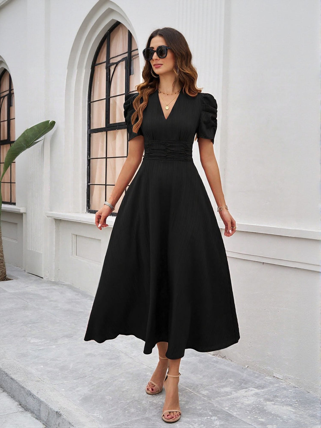 Shop Black Fit And Flare Midi Dress - for Women | OUTZIDR