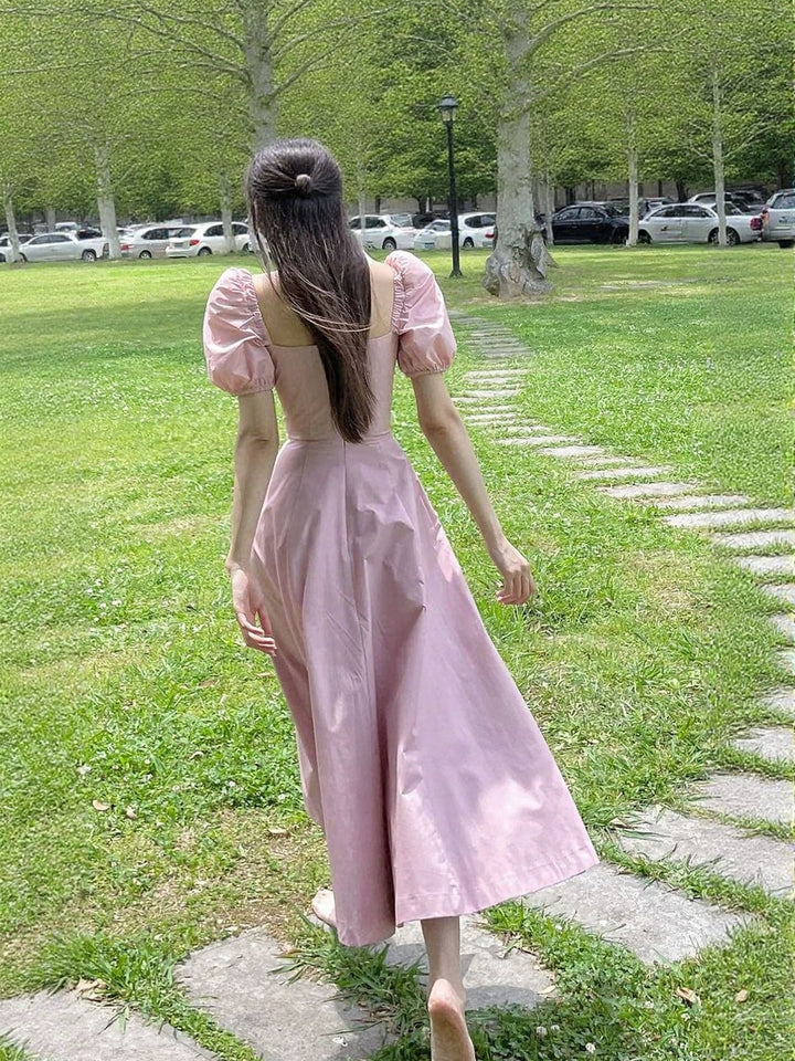 Pink Fit And Flare Midi Dress