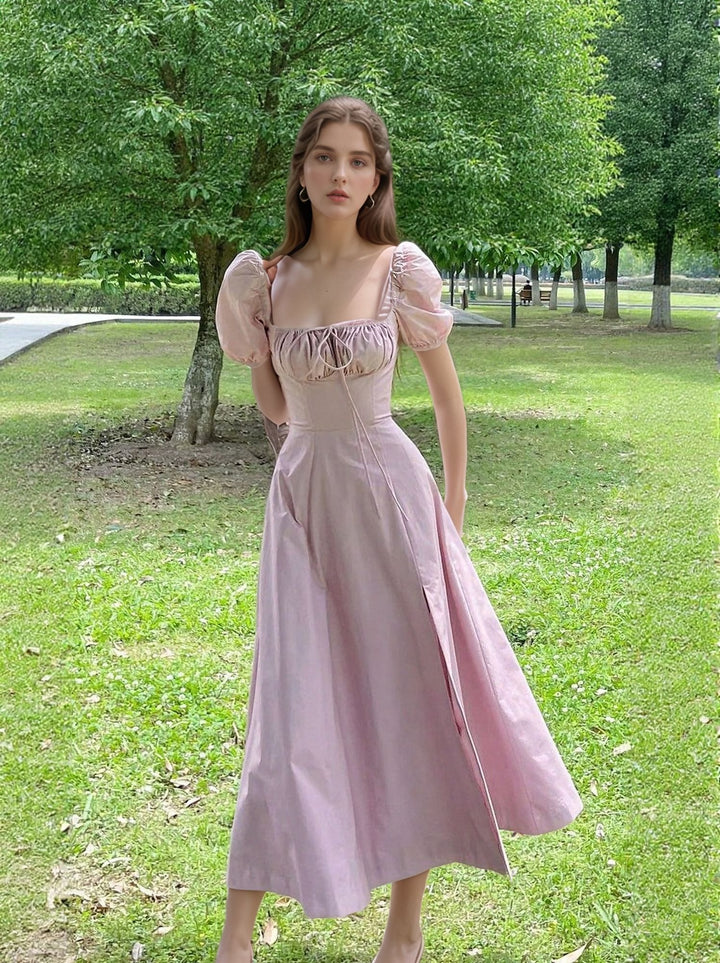Pink Fit And Flare Midi Dress