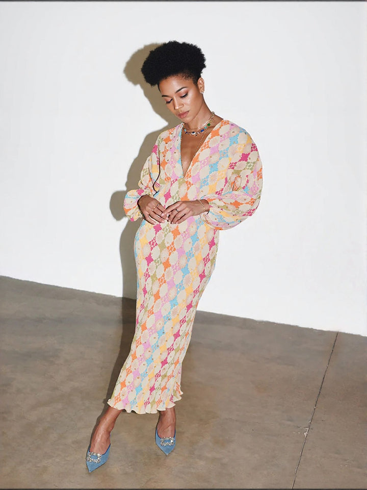 Red Gep Print Straight Fit Dress
