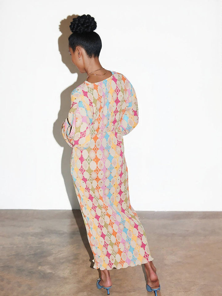 Red Gep Print Straight Fit Dress