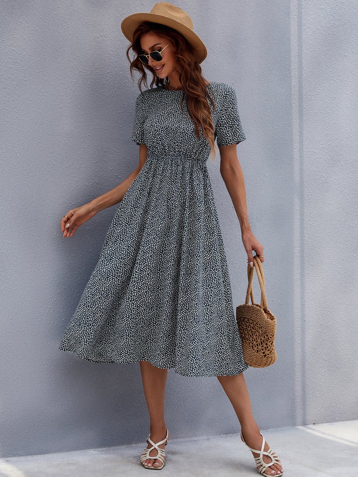 Green All Over Floral Print Midi Dress