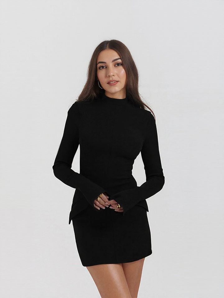 Black Full Sleeves Mini Dress