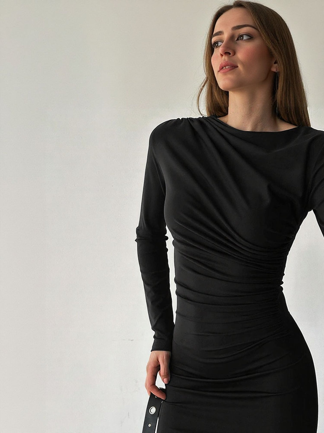 Black Full Sleeves Bodycon Dress