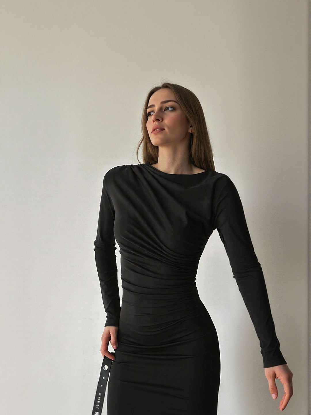 Black Full Sleeves Bodycon Dress