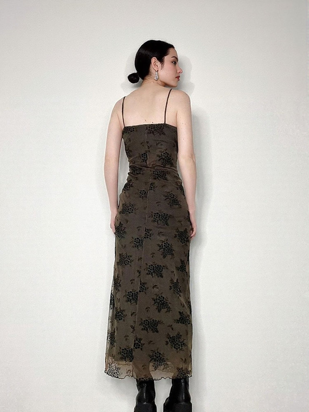 Green Floral Print Slip Maxi Dress