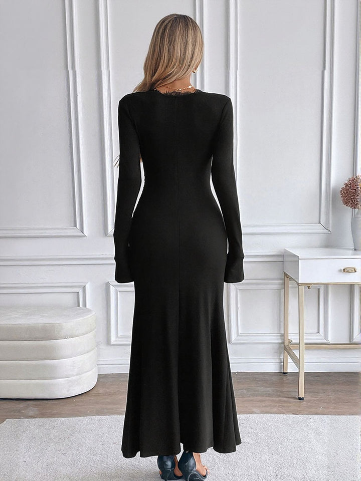 Black Lace Insert Bodycon Dress