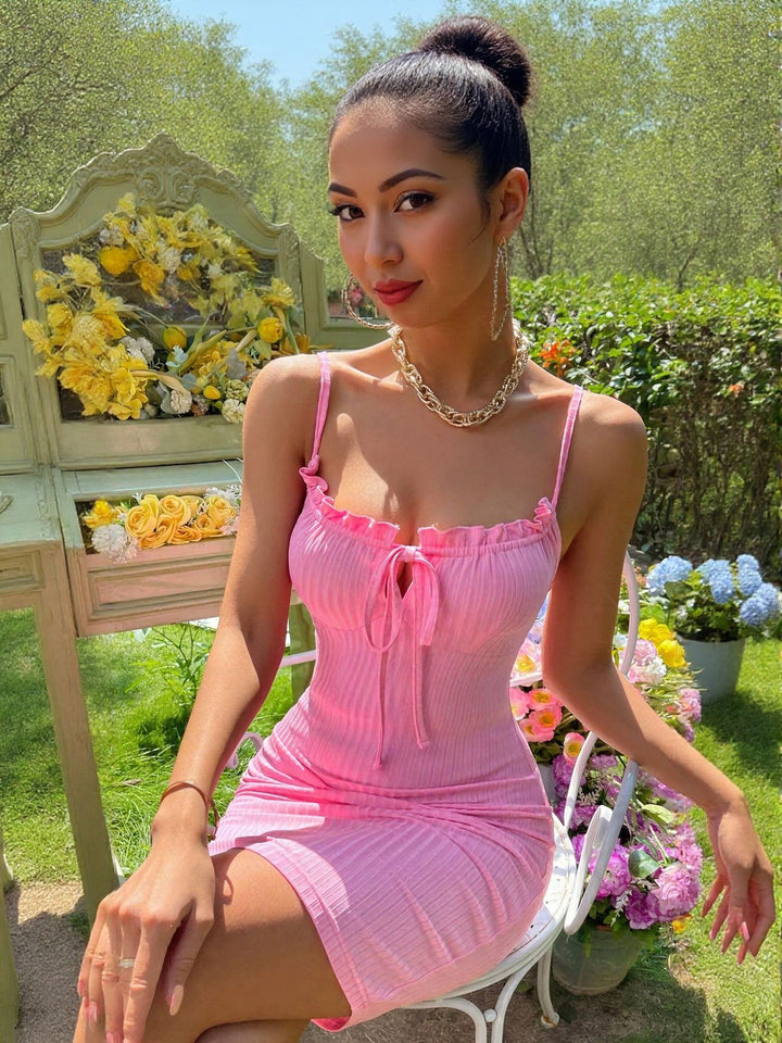 Pink Strappy Fitted Dress