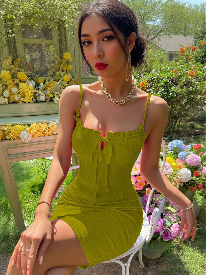 Lime Strappy Fitted Dress