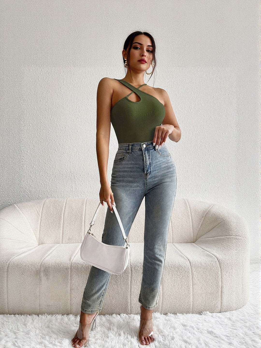 Green Cut Out Tank Top