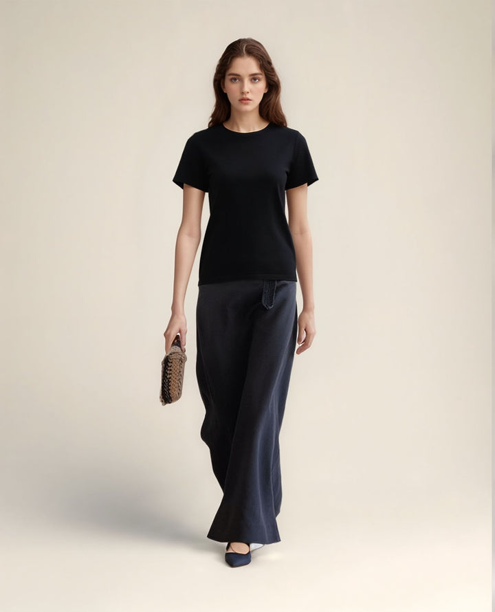 Black High Neck Relaxed Fit Tshirt